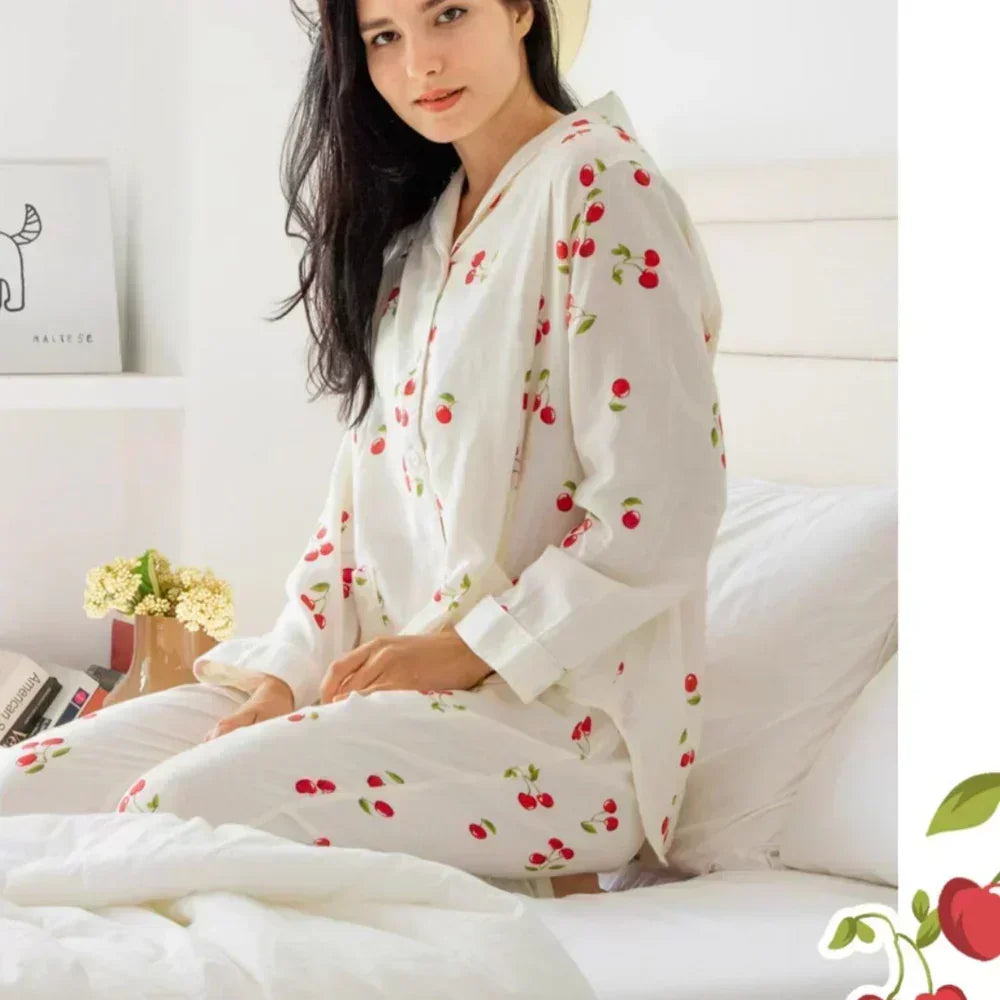 Bodyfeu Muslin Button-Up Maternity Pajama - Pomegranate - Bodyfeu