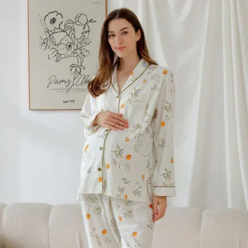 Bodyfeu Muslin Button-Up Maternity Pajama - Pomegranate - Bodyfeu
