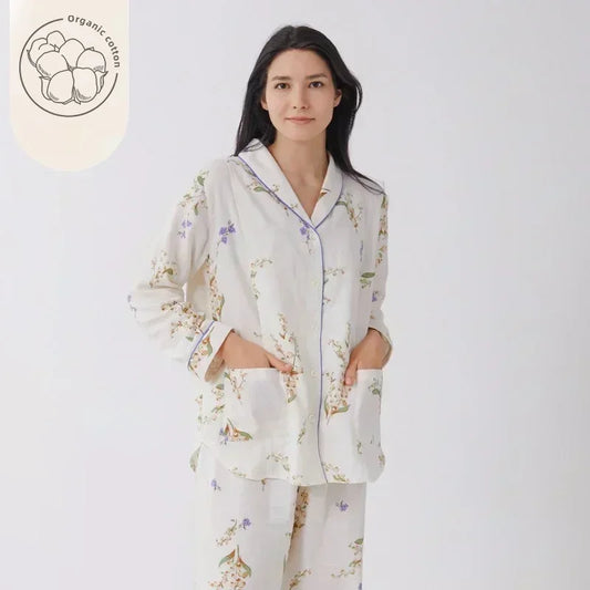 Bodyfeu Muslin Button-Up Maternity Pajama - Pomegranate - Bodyfeu