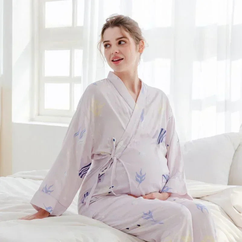 Bodyfeu Muslin Wrap Maternity Pajama Set- Fish - Bodyfeu