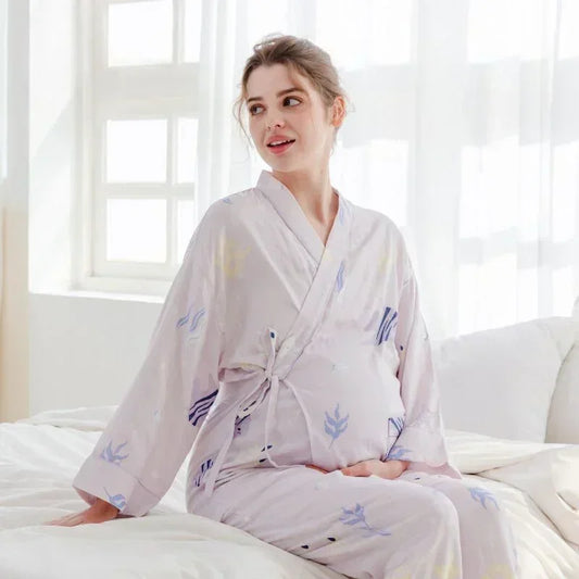 Bodyfeu Muslin Wrap Maternity Pajama Set- Fish - Bodyfeu