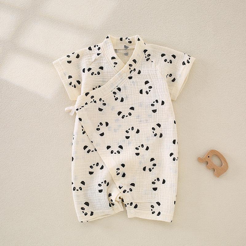 100% Cotton Muslin Short Sleeve Romper - Brown Bear - Bodyfeu