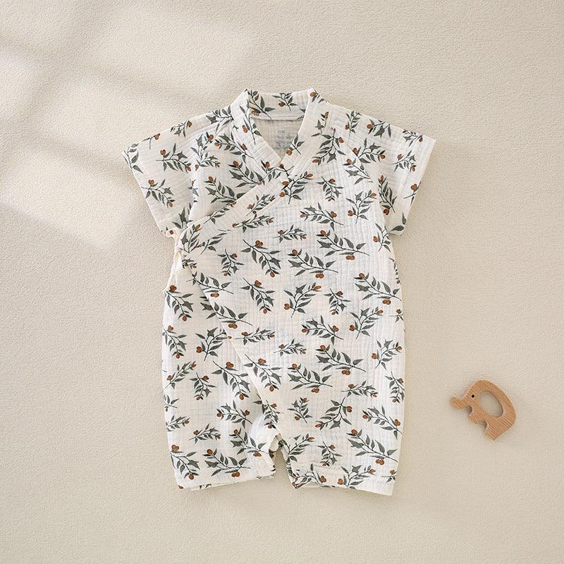 100% Cotton Muslin Short Sleeve Romper - Brown Bear - Bodyfeu