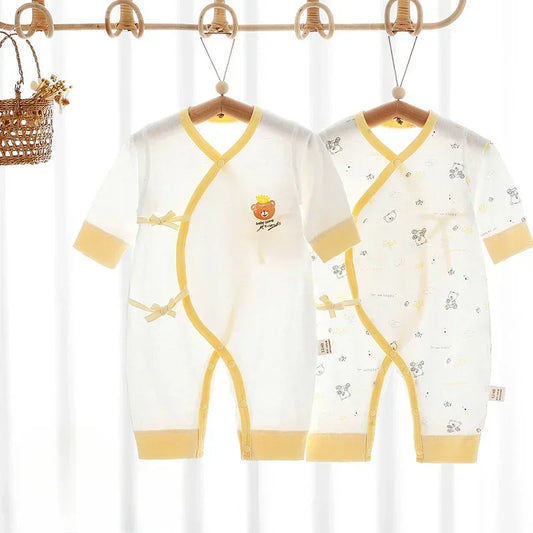 [2-Piece Set] 100% Cotton Long Sleeve Romper - Yellow Bear - Bodyfeu