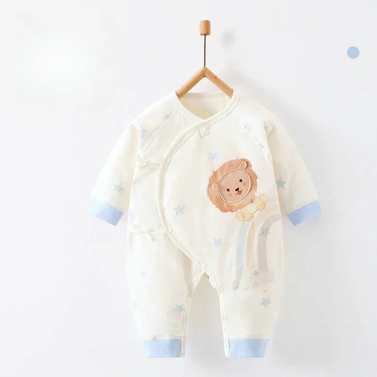 100% Cotton Long Sleeve Quilted Romper - Beige Lion - Bodyfeu