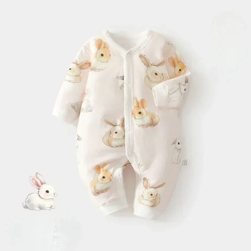 100% Cotton Long Sleeve Quilted Romper - Bunny - Bodyfeu