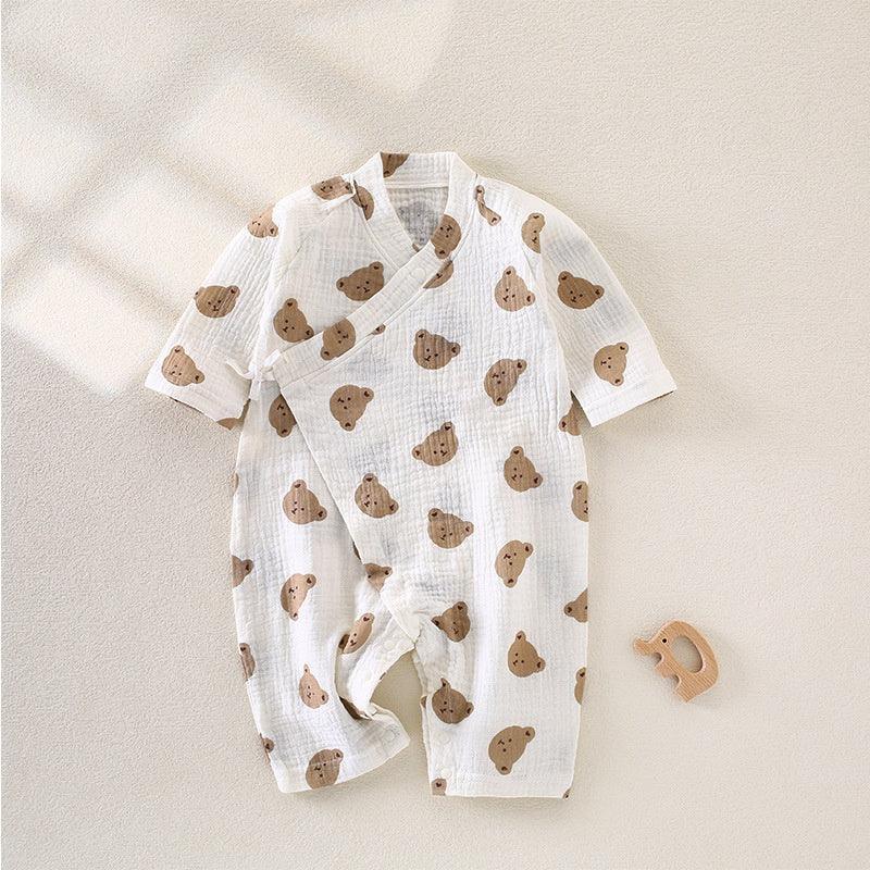 100% Cotton Muslin Long Sleeve Romper - Brown Bear - Bodyfeu