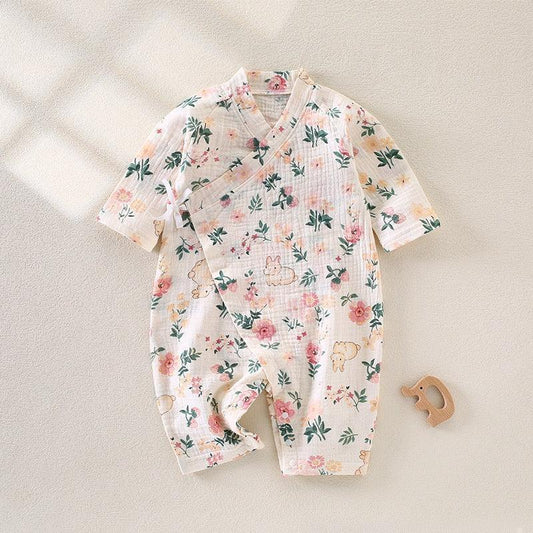 100% Cotton Muslin Long Sleeve Romper - Brown Bear - Bodyfeu