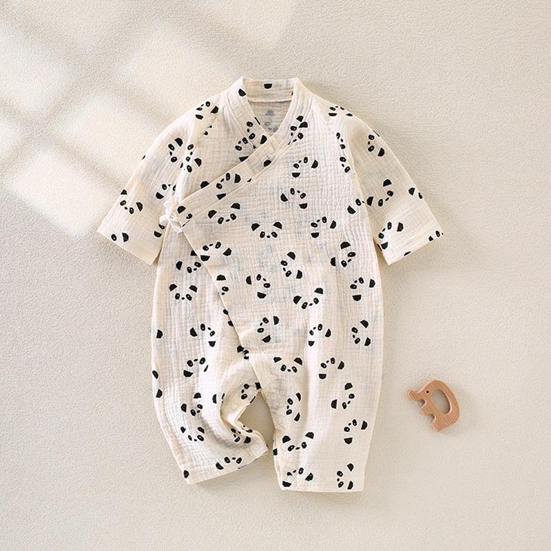 100% Cotton Muslin Long Sleeve Romper - Brown Bear - Bodyfeu