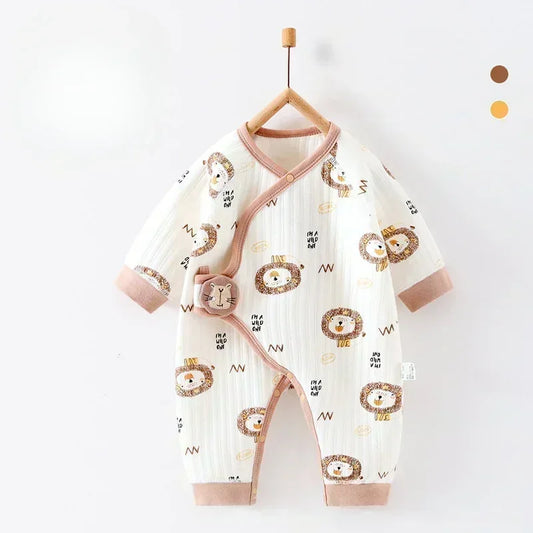 100% Cotton Warm Long Sleeve Romper with Velcro Closure - Bear - Bodyfeu